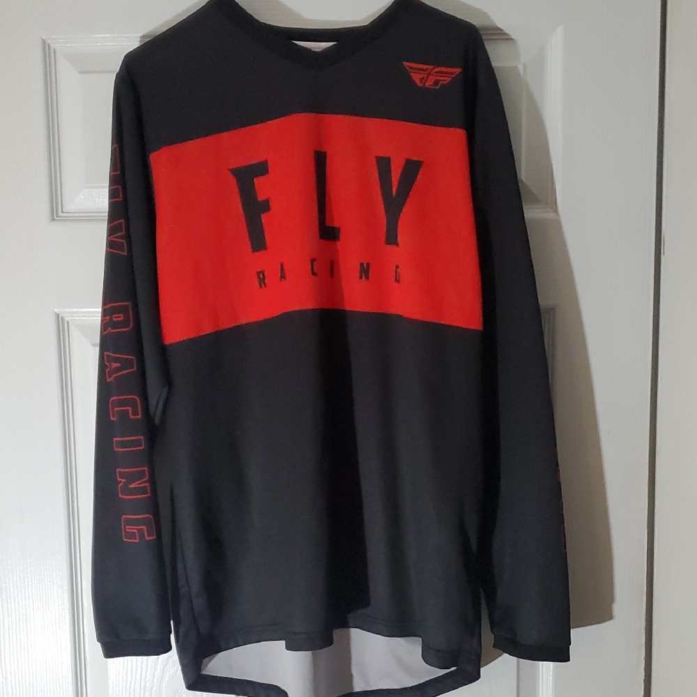 Fly Racing Black and Red Long Sleeve MX  Jersey